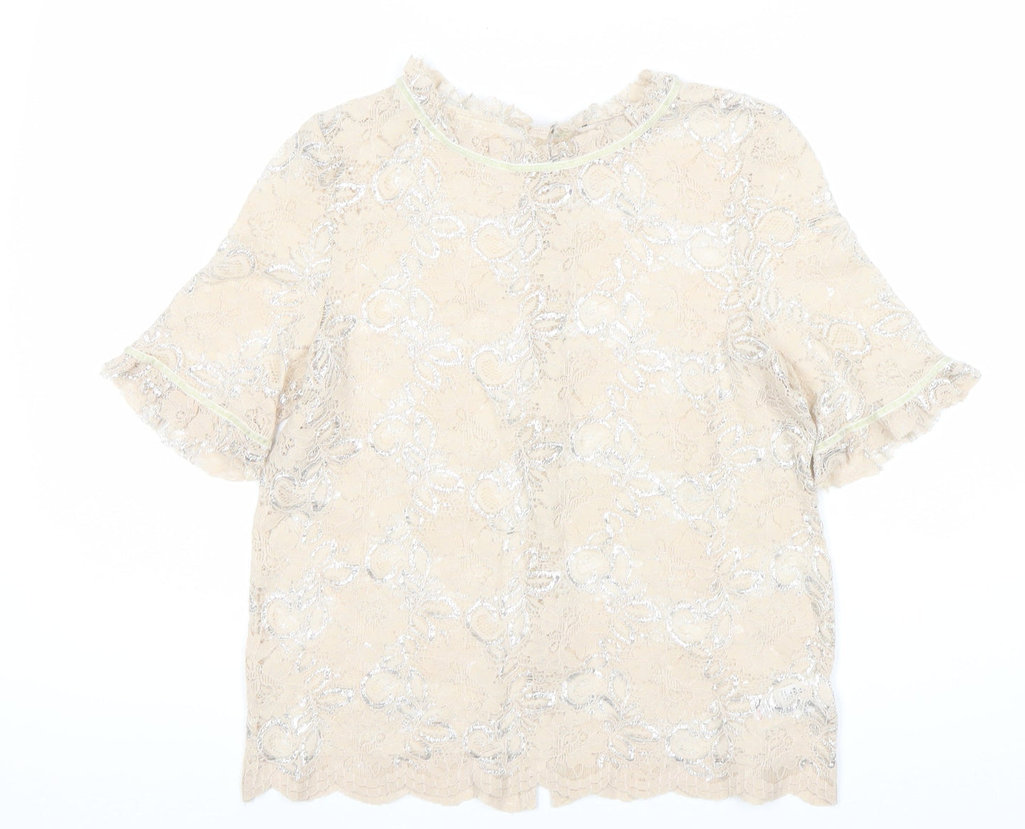 Next Women's Beige Lace Blouse Size 10