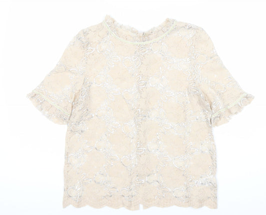Next Women's Beige Lace Blouse Size 10