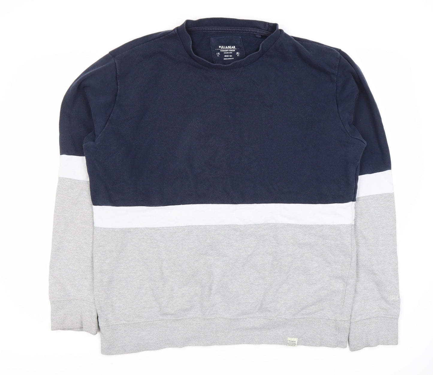 Pull&Bear Men's Sweatshirt Blue Grey L Pullover