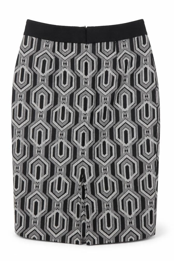 Linea Women's Black Geometric Pencil Skirt - Size 12