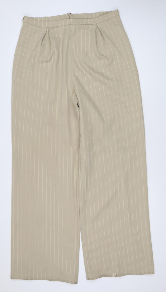 ASOS Women’s Beige Wide-Leg Striped Trousers UK 16
