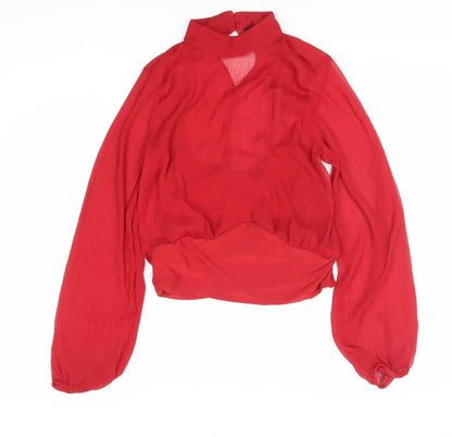 Next Women's Red High Neck Blouse Size 10