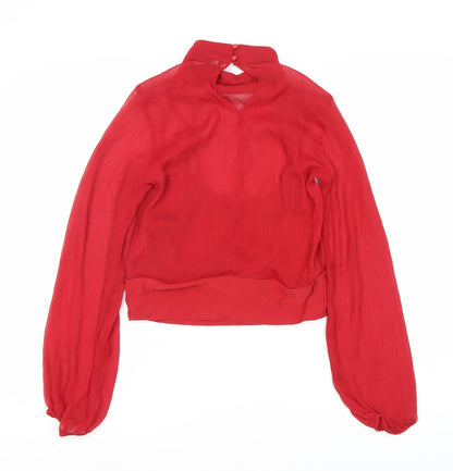 Next Women's Red High Neck Blouse Size 10