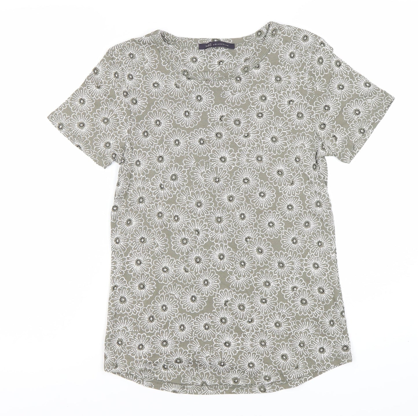 Marks and Spencer Floral T-Shirt, Women, Green, Size 12