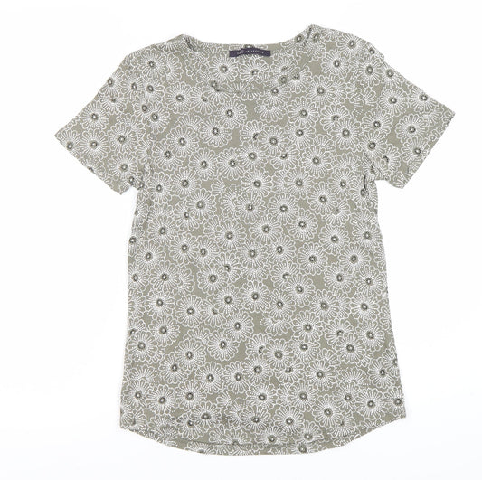 Marks and Spencer Floral T-Shirt, Women, Green, Size 12