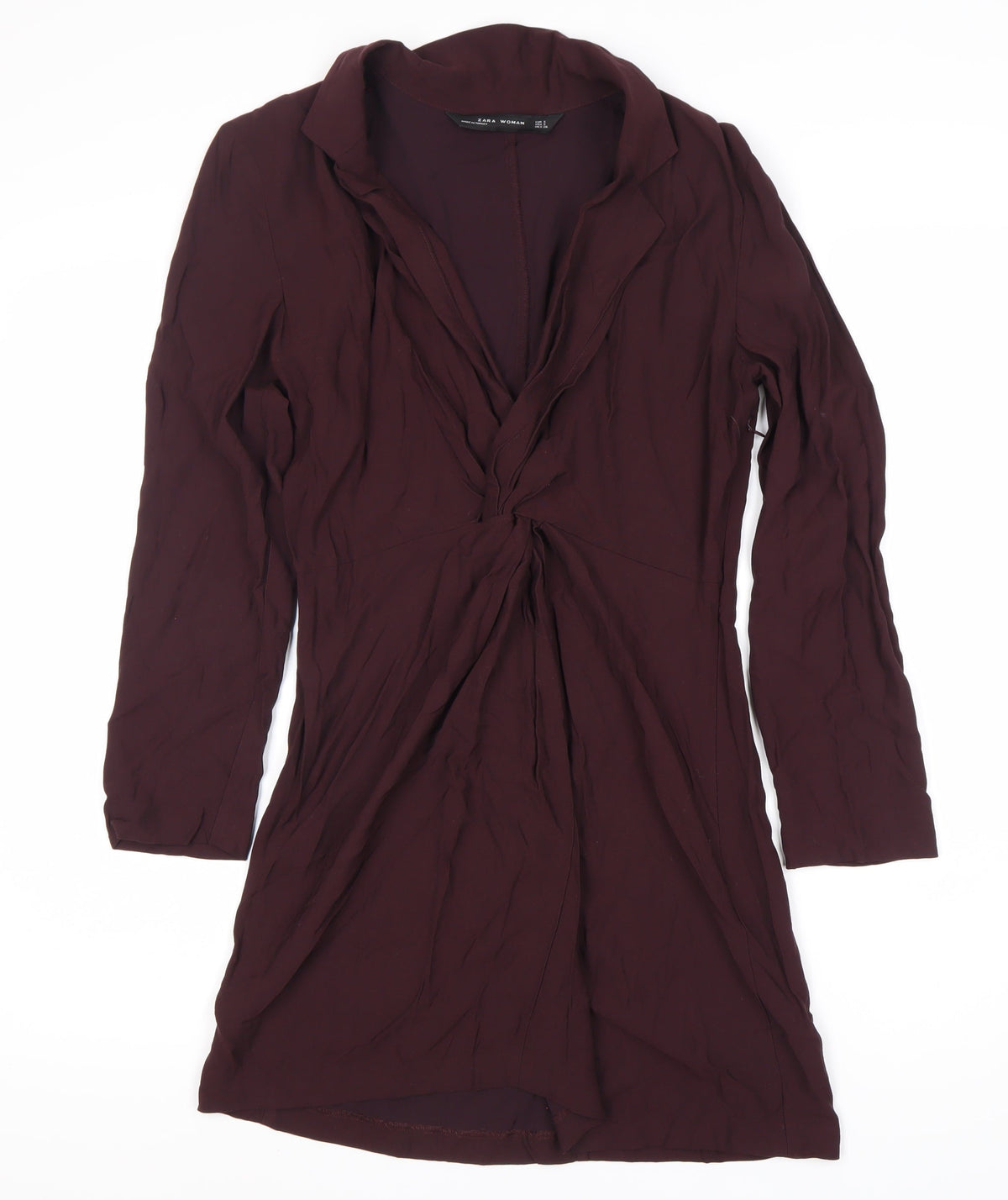 Zara Women Purple Collared Long Sleeve Dress, Size 8