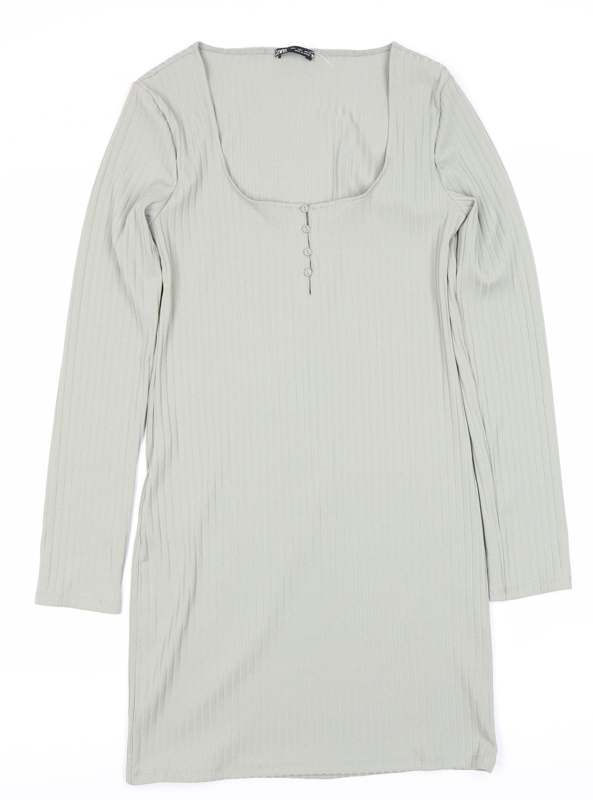 Zara Women Grey Sheath Dress, Long Sleeve Size 12