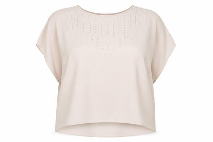 Evans Women's Beige Polyester Boat Neck Top