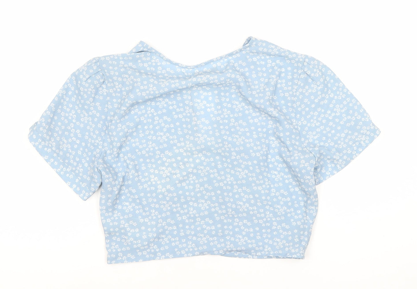NA-KD Women’s Blue Floral Cropped Blouse, Size 8, New