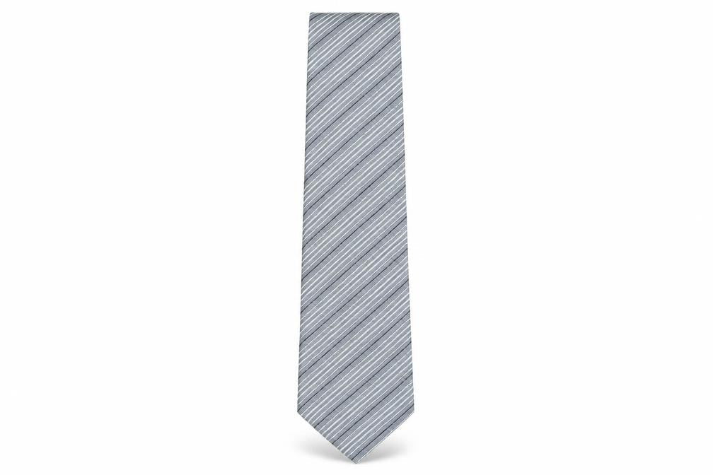 Bäumler Men's Grey Striped Silk Tie