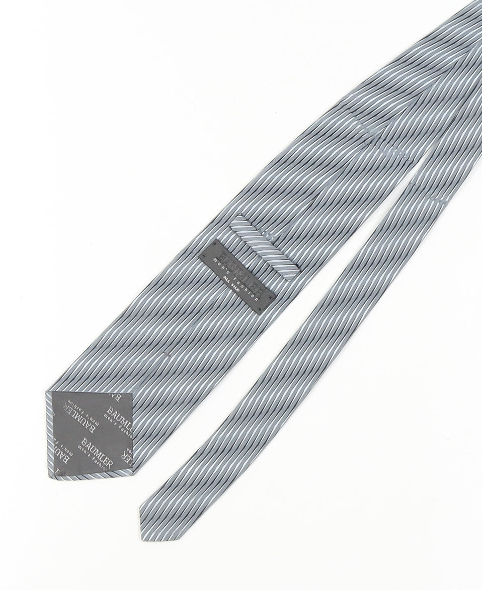 Bäumler Men's Grey Striped Silk Tie