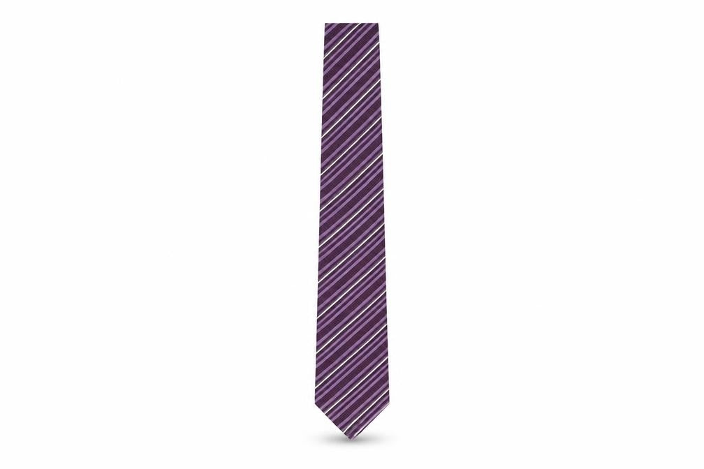 Hugo Boss Men's Purple Striped Silk Tie