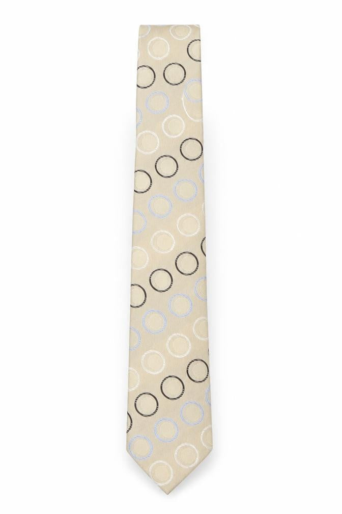 You Men's Beige Geometric Silk Tie - One Size