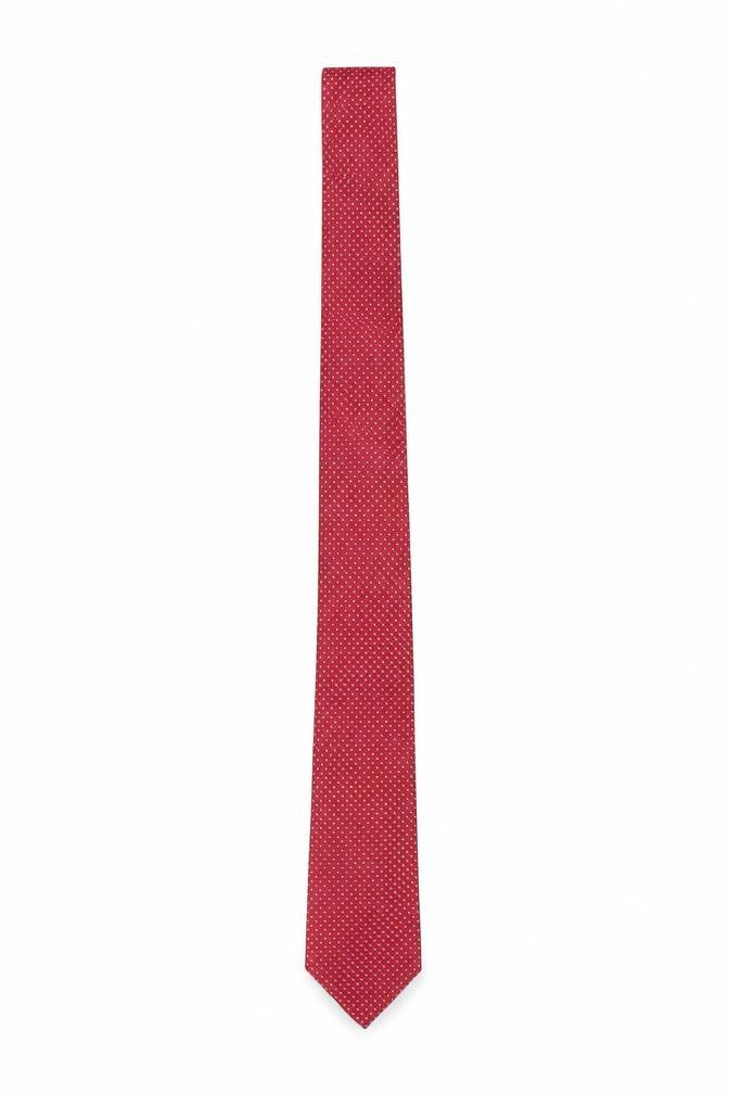 Moss Esq. Men's Red Silk Slim Tie Geometric Pattern