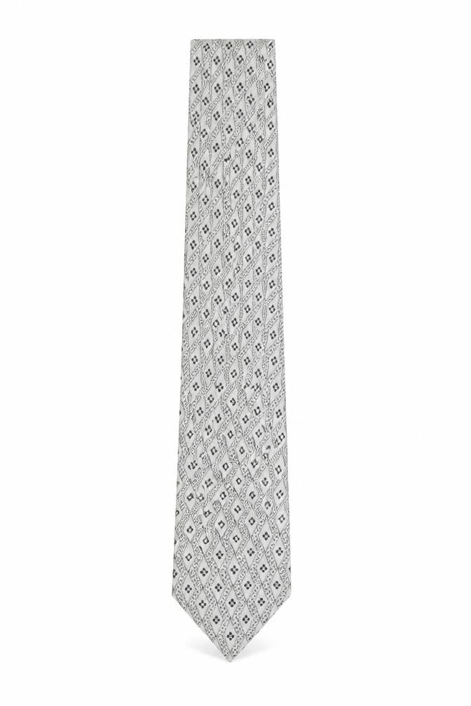 Angelo Litrico Men's Grey Geometric Silk Tie