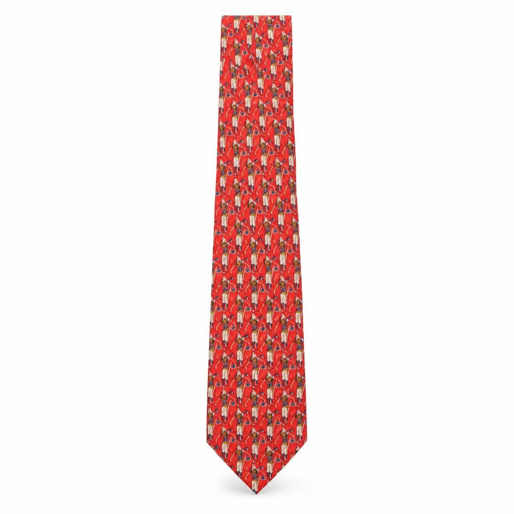 Threads of Silk Men's Red Silk Polo Theme Tie