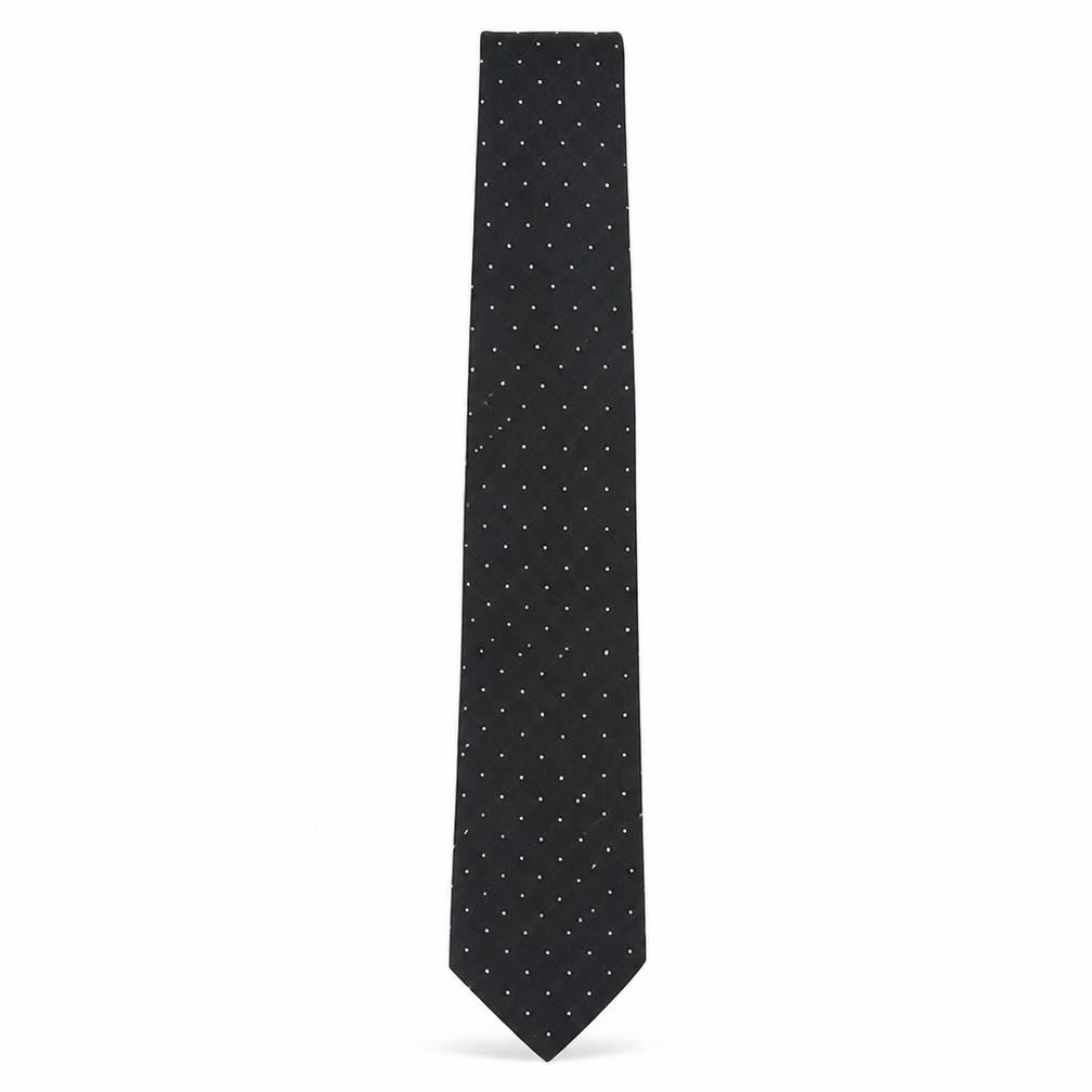 Pierre Cardin Men's Black Silk Polka Dot Designer Tie