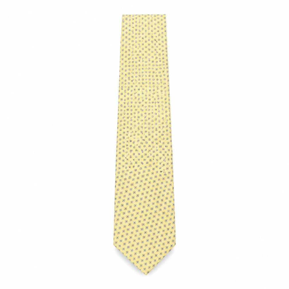 Daniel Hechter Men's Yellow Geometric Silk Tie