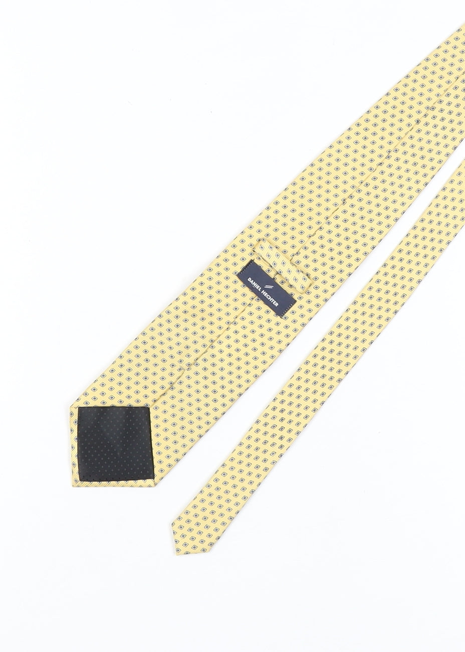 Daniel Hechter Men's Yellow Geometric Silk Tie