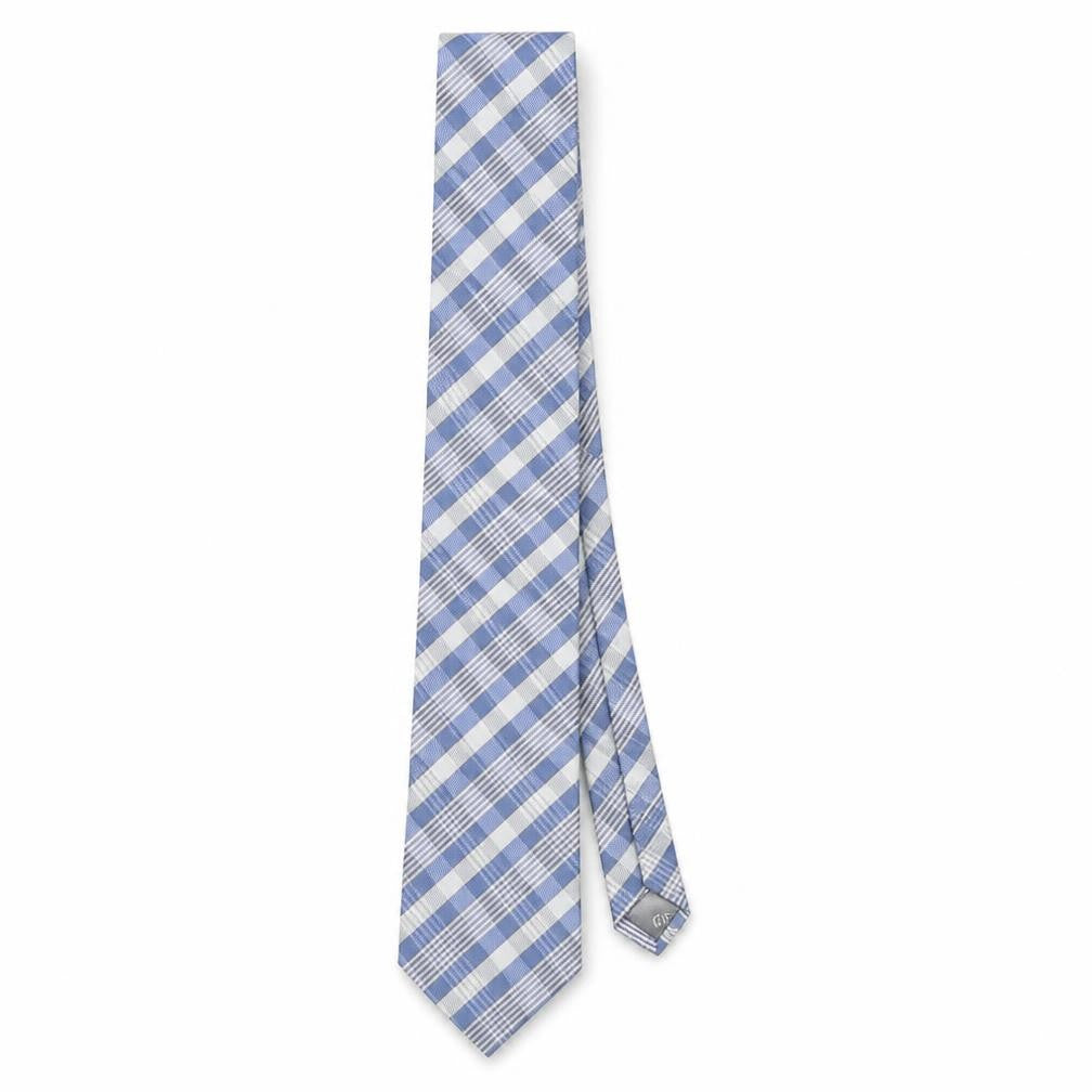 Giorgio Armani Men's Blue Silk Plaid Tie, Handmade, One Size