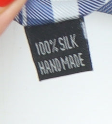Brand and care label for Giorgio Armani Men's Blue Silk Plaid Tie, Handmade, One Size