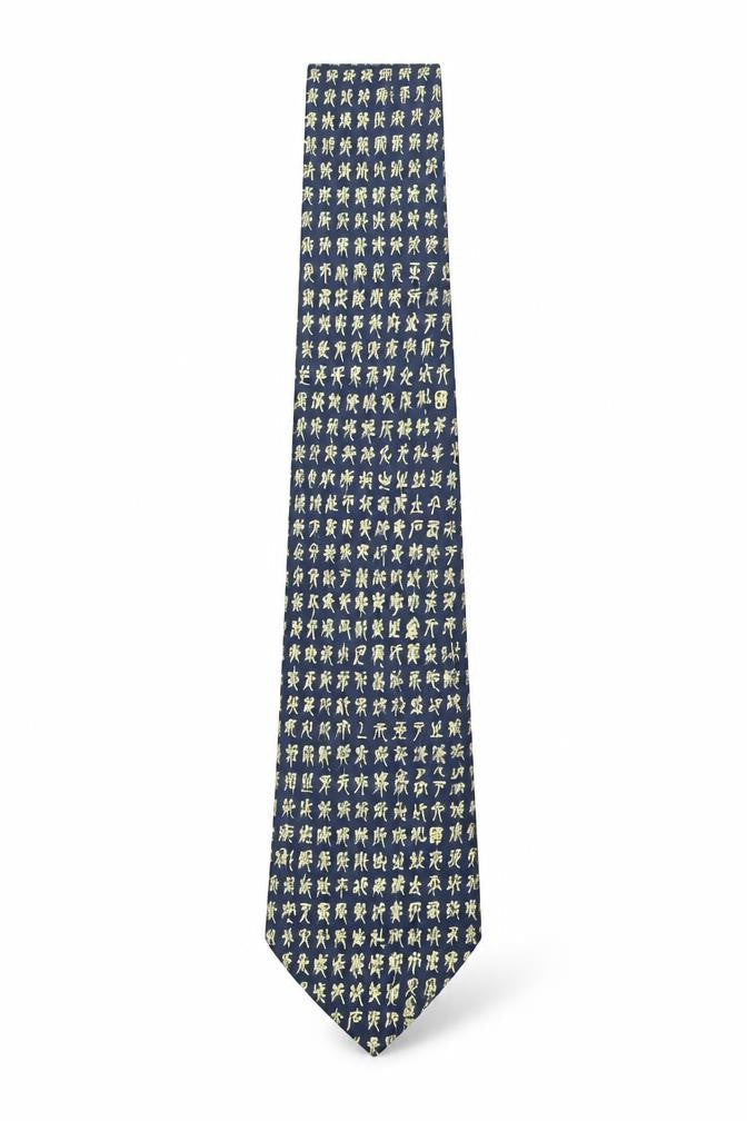 Kailong Men's Blue Silk Tie, Handmade, One Size