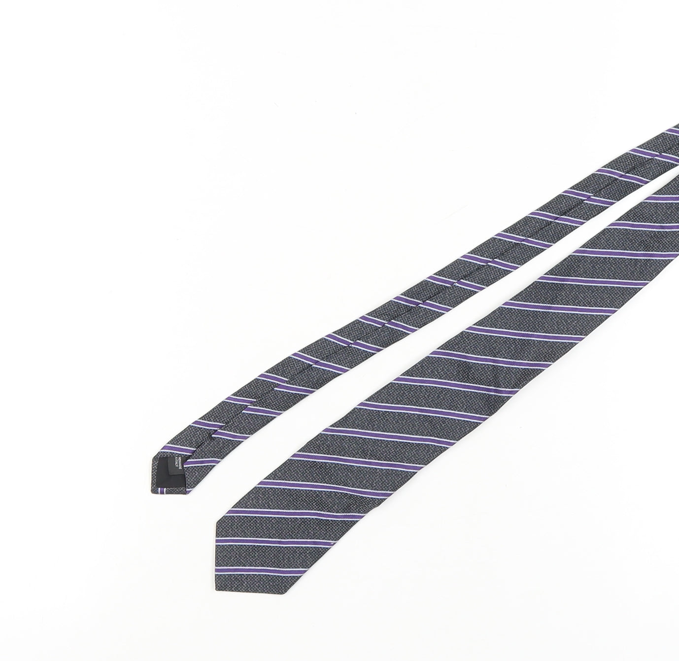 Frank Rostron Men's Black Striped Silk Tie