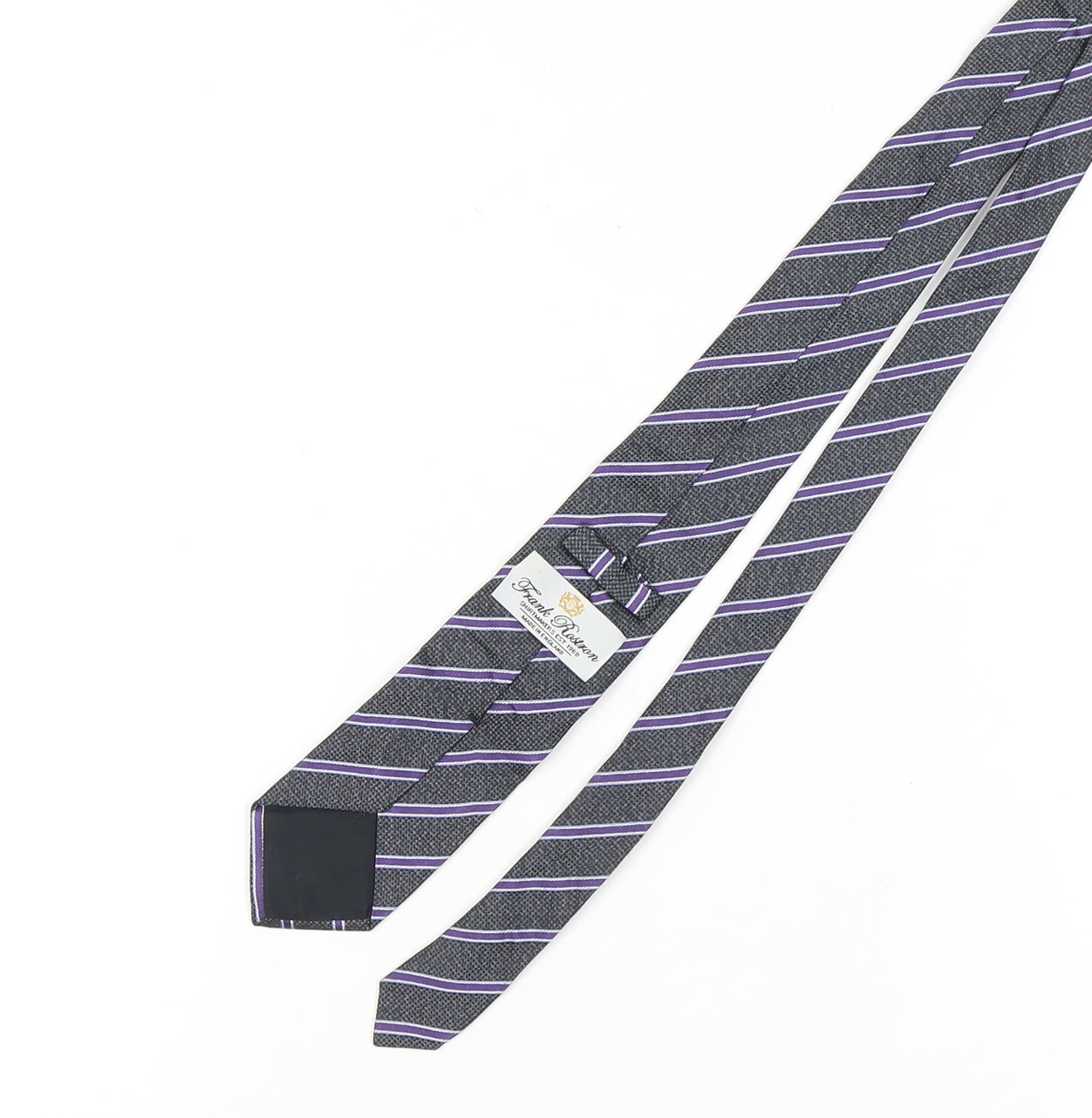 Frank Rostron Men's Black Striped Silk Tie