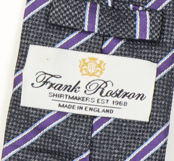 Frank Rostron Men's Black Striped Silk Tie