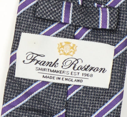 Frank Rostron Men's Black Striped Silk Tie