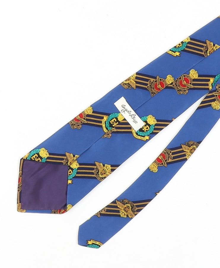 Angelo Litrico Men's Blue Silk Tie, Geometric, One Size