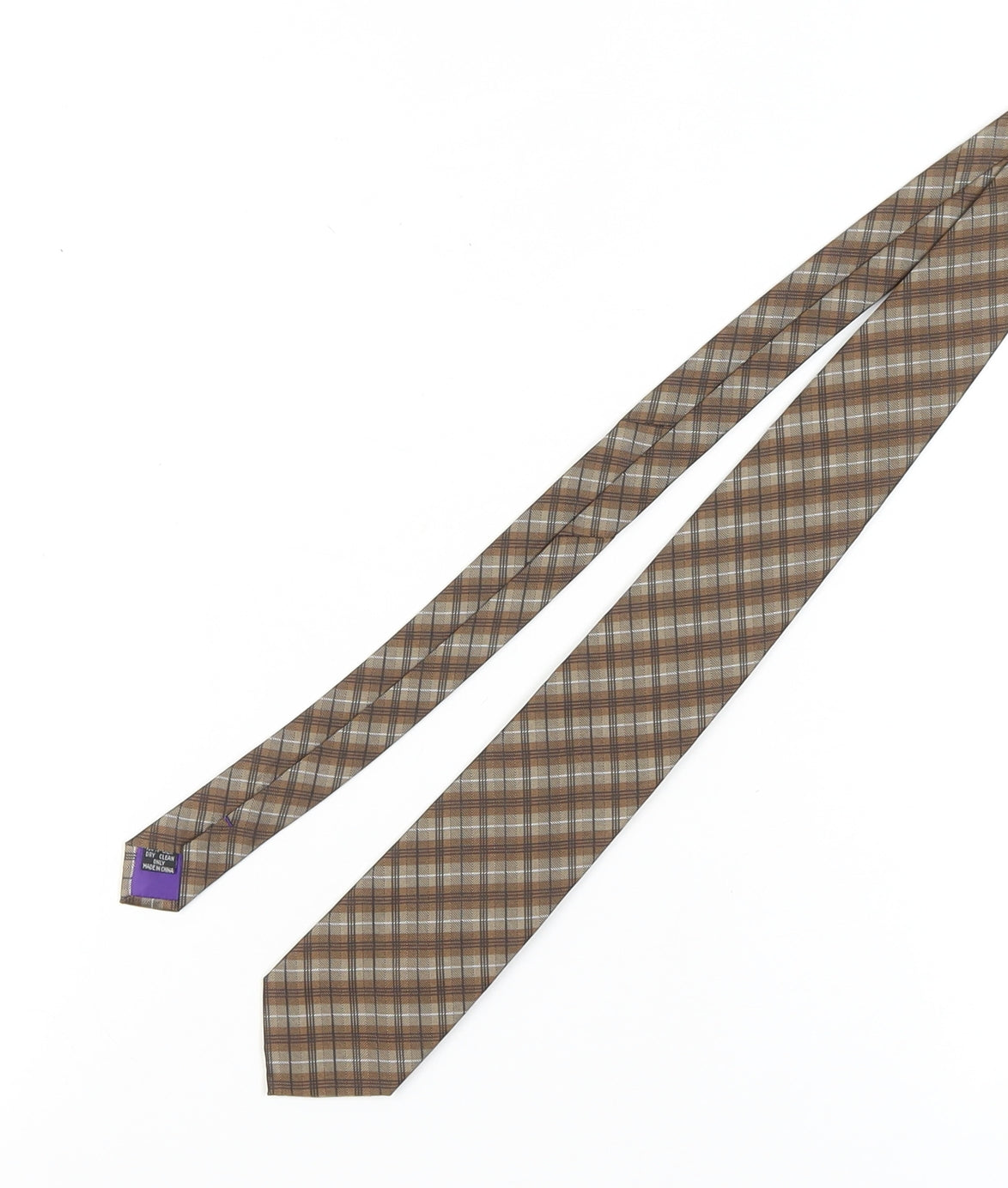 Paul Costelloe Men's Brown Plaid Silk Tie