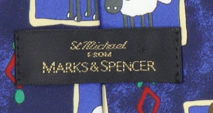Marks & Spencer Men's Blue Sheep Print Tie, One Size