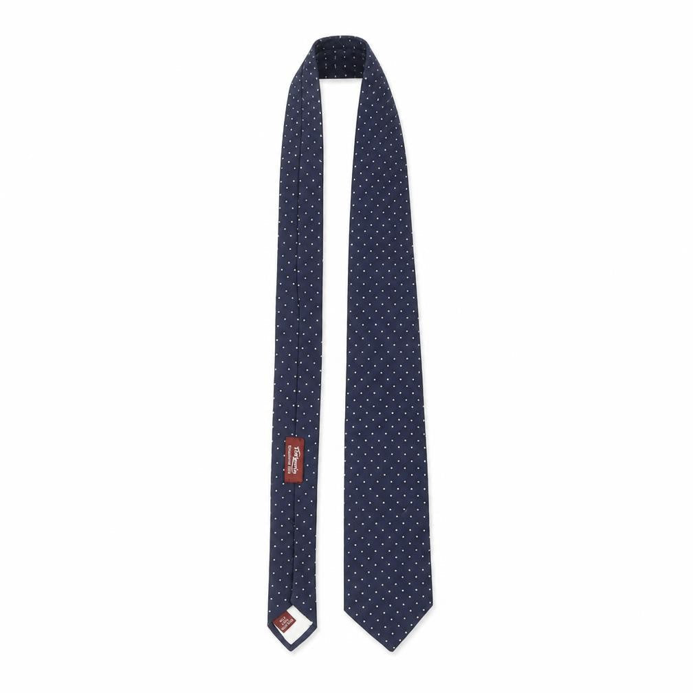 T.M. Lewin Men's Blue Silk Polka Dot Handmade Tie