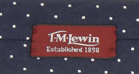 T.M. Lewin Men's Blue Silk Polka Dot Handmade Tie