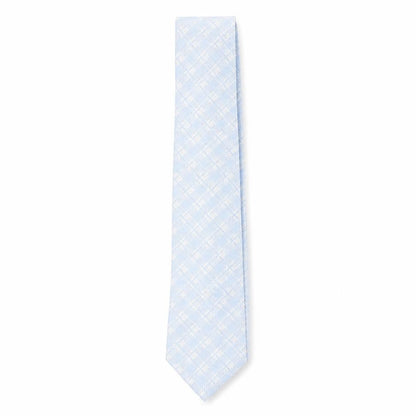 Front view of Fraser Men's Blue Silk Checked Tie