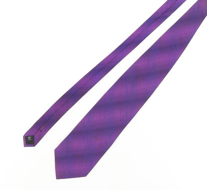 Additional front view of Thomas Nash Men's Purple Silk Geometric Tie