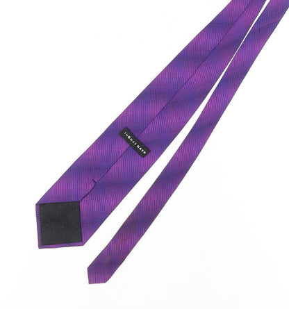Back view of Thomas Nash Men's Purple Silk Geometric Tie