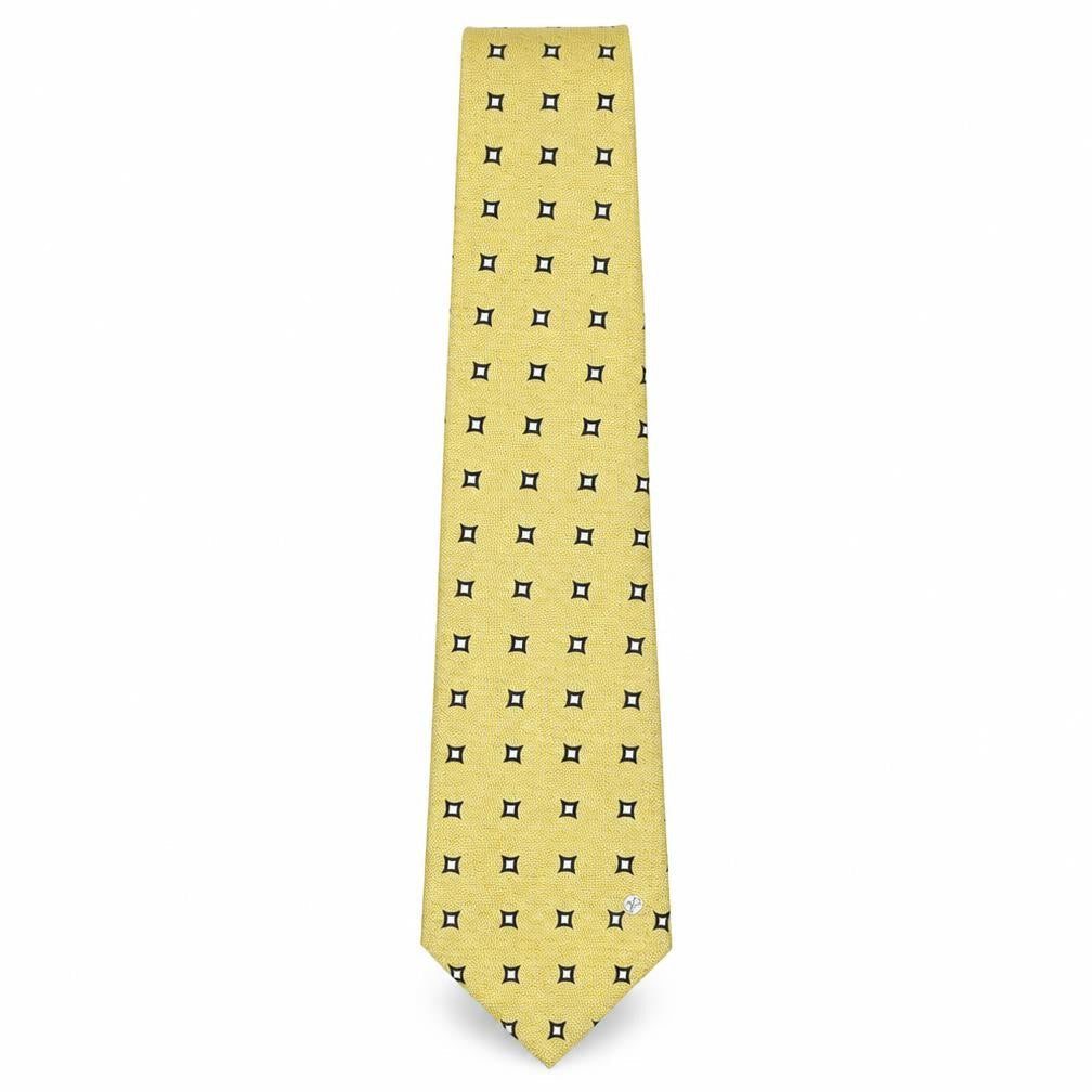 Versace Men's Yellow Silk Geometric Tie One Size Handmade