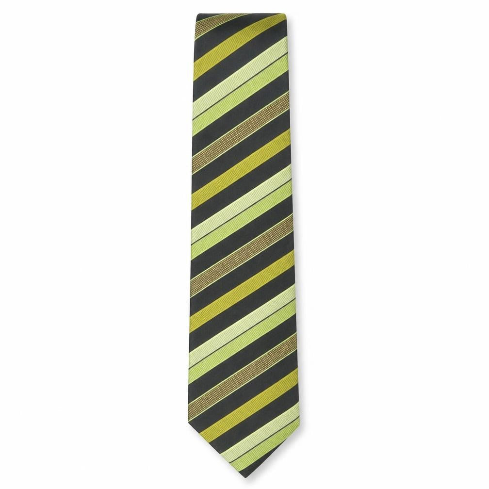 Belmonte Men's Green Striped Silk Tie
