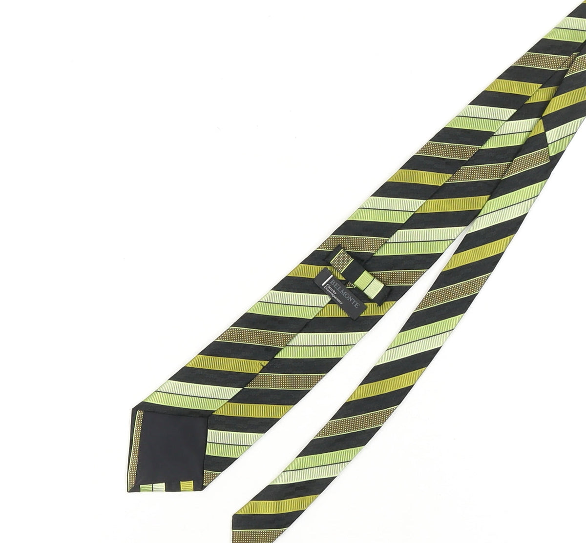Belmonte Men's Green Striped Silk Tie