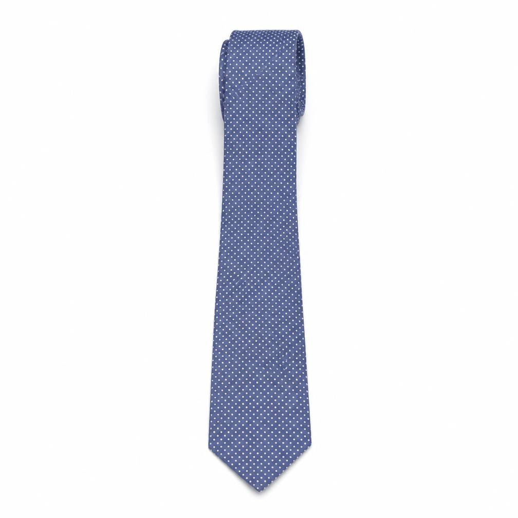 Jonelle Men's Blue Polka Dot Silk Tie