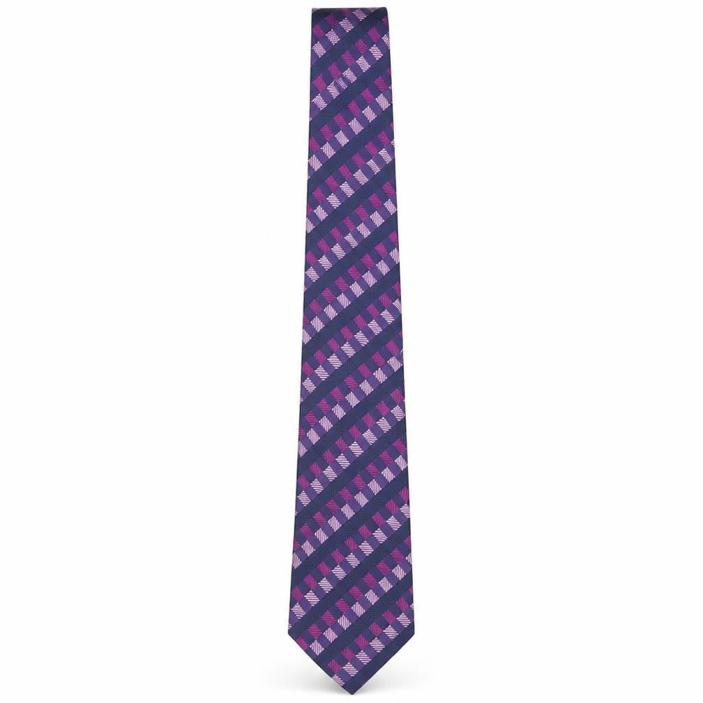 TieRack Men's Purple Blue Plaid Silk Tie