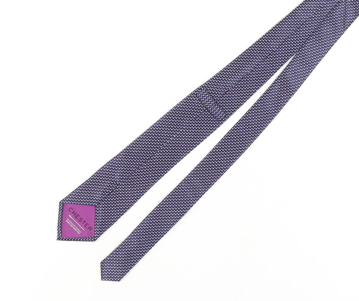 Chester Men's Purple Geometric Slim Silk Tie