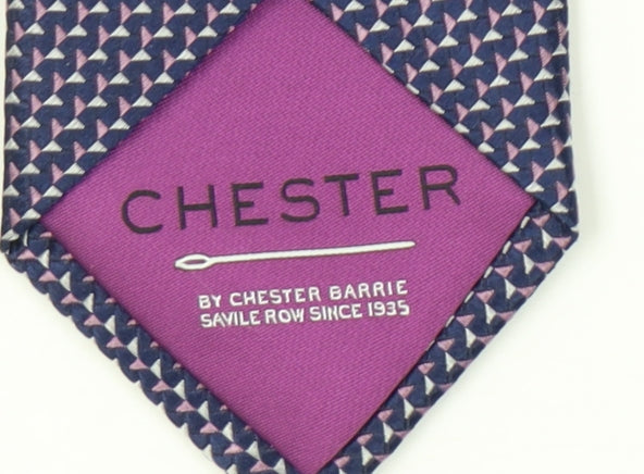 Chester Men's Purple Geometric Slim Silk Tie