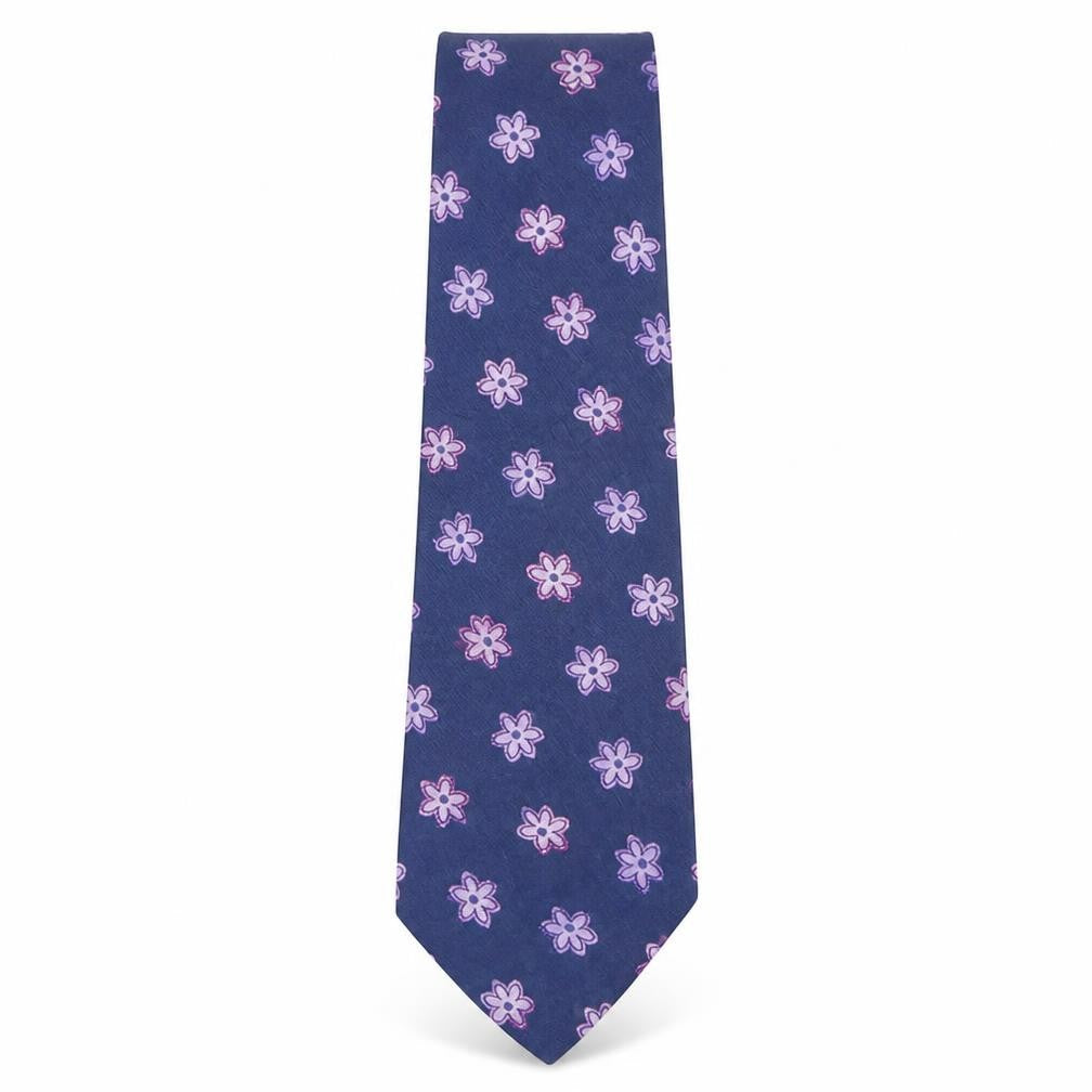 Daniel Hechter Men’s Blue Silk Floral Designer Tie