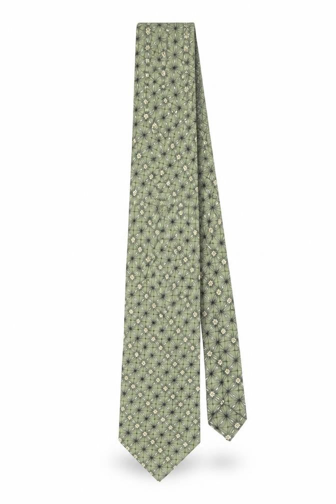 Sette & Bello Men’s Green Silk Geometric Tie