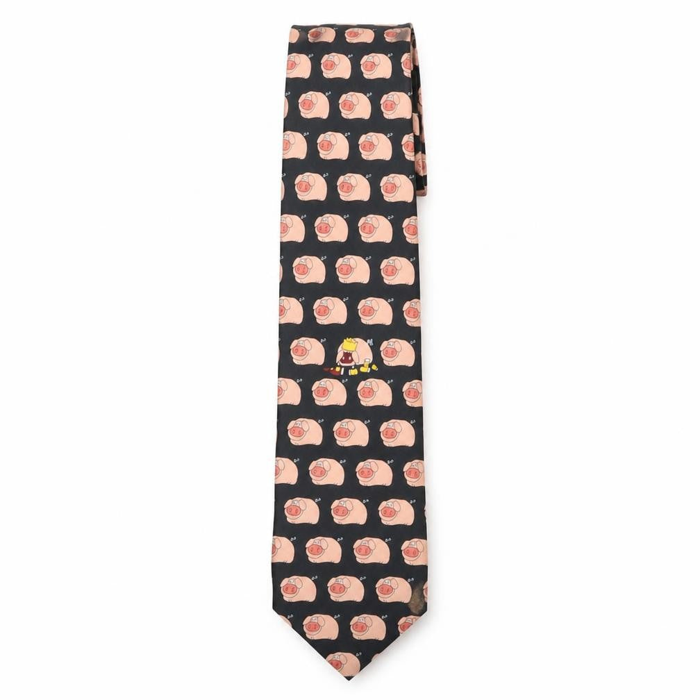 René Chagal Men's Black Beige Animal Print Silk Tie