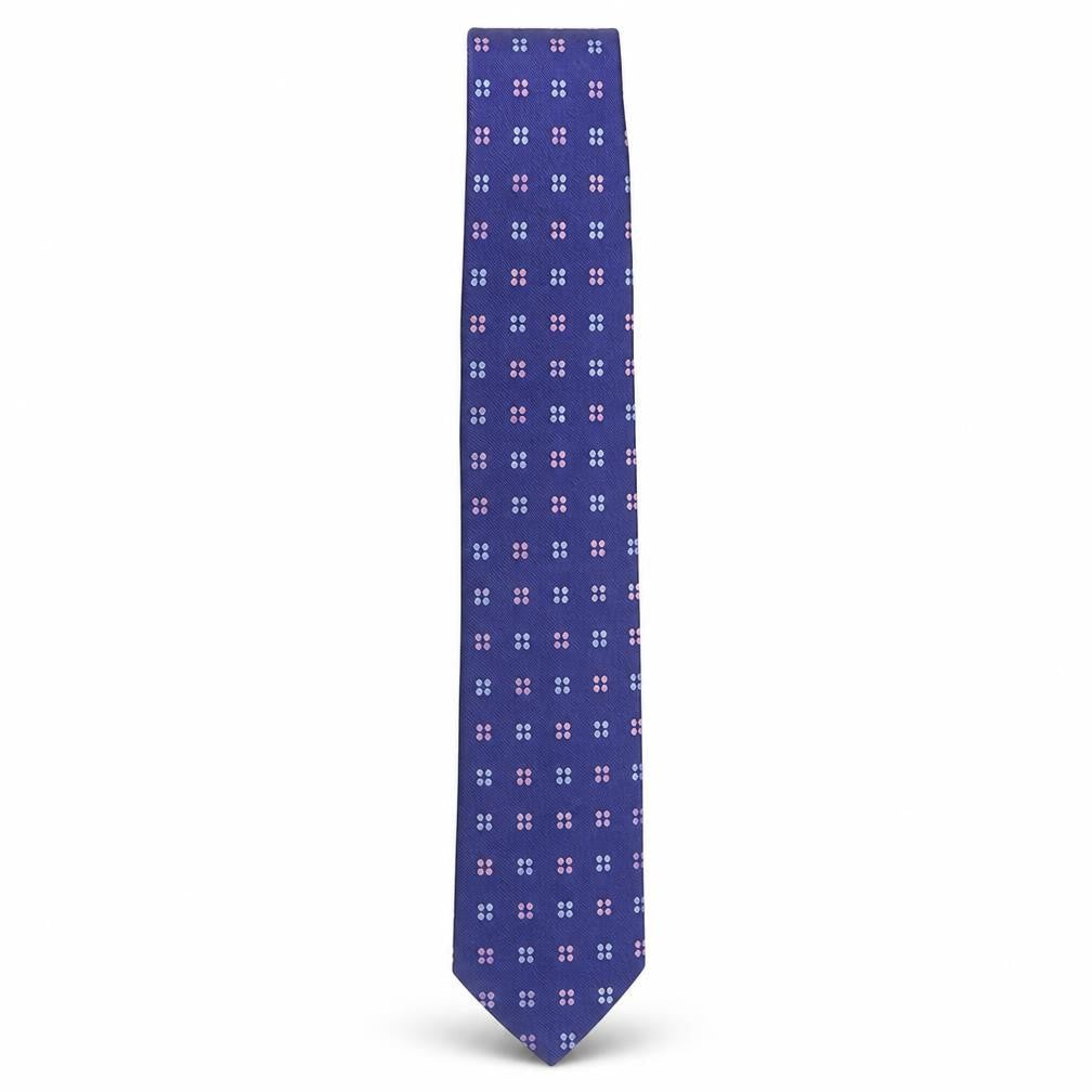 T.M. Lewin Men's Blue Silk Geometric Pattern Tie, One Size