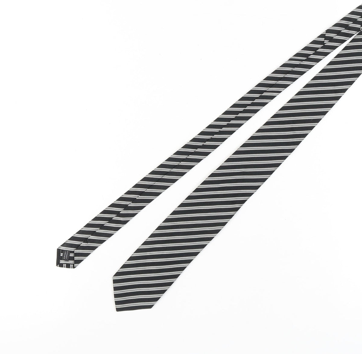 Frank Rostron Men’s Black Striped Silk Tie